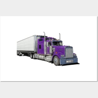 Purple Kenworth Truck pencil Drawing Posters and Art